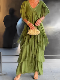 Lynette™ | Elegant Flowing Long Dress - Green