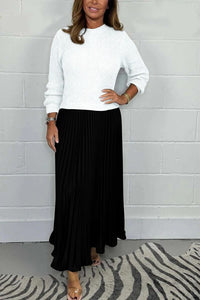 Maeliq | Elegant Women Maxi Dress - White/Black