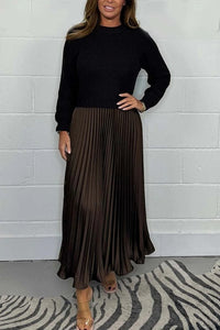 Maeliq | Elegant Women Maxi Dress - Black/Brown