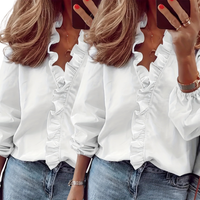 LORELEI™ - Timeless V-Neck Blouse with Ruffles for Casual Elegance - White/White