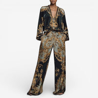 Maureen™ Elegant Printed Set | Ornate Fluid Co-Ord - S