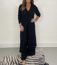 Cherly™ Comfy Two-Piece Set | Flowy Blouse and Wide-Leg Trousers - Black