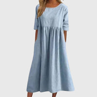 Haisley™ | Elegant Short-Sleeved Dress - Light Blue