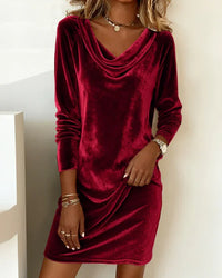 Frosina - Loose Fitting Velvet Dress - Red