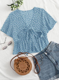 ALTHEA™ – Casual Summer V-Neck Flowy Top - Blue