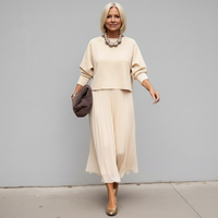 Emmie™ Elegant Two-Piece Set | Effortless Knit Layered Dress Set - Apricot