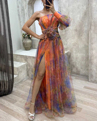 Cecelia | Elegant Women Split Dress - Orange