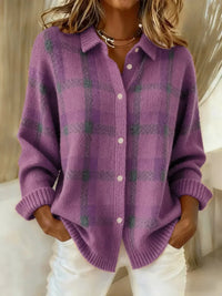 Brinovelle - Chic and Cozy Checkered Vest - Purple