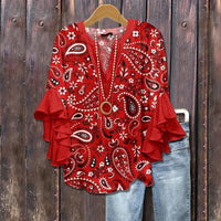 ADELAIDE™ - Vintage Mixed Motif Retro Blouse - XS
