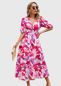 Merlin™ | Flattering Floral Midi Dress - Pink