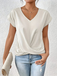 MEIKA™ – Classic Twist Detail V-Neck Top - White