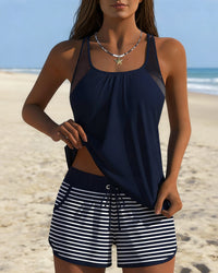 Nikita™ | Striped Simple Tankini Boxer - Navy Blue