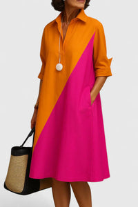 Auryzzella™ | Elegant Midi Dress - Orange Pink