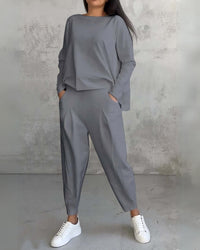 Jackquelin™ Elegant Lounge Set | Matching Chic Top and Trousers - Grey