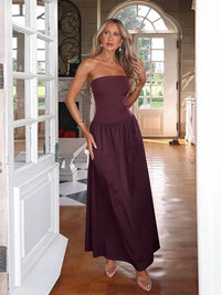 Inah™| Effortless Sleeveless Tube Dress for Casual Party Wear - Maroon