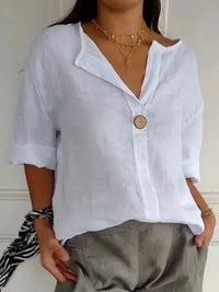 NAYLA™ - Casual V-Neck Blouse - White (Almost sold out)