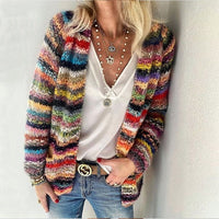 Catherine | Cozy Multicolor Cardigan - Red
