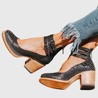 Nina™ | Elegant and Comfortable Heels - Black snake