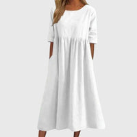 Haisley™ | Elegant Short-Sleeved Dress - White