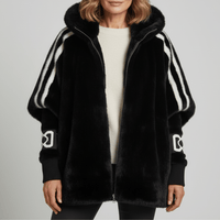 Donna | Hooded Fluffy Jacket - Black