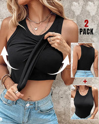 DASHA™ | Comfort Built-In Bra Tank Top (Pack of 2) - Black + Black