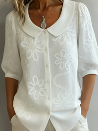 Kayleigh  | Light Floral Blouse Natural Elegance - White