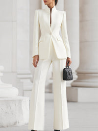Flora™ Two-Piece Set | Tailored Blazer and Wide-Leg Trousers - White