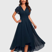Christina™ | Women V-Neck A-Line Dress - Blue