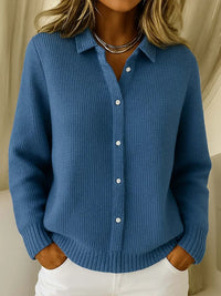 Susan | Elegant Cozy Knit Cardigan - Dark Blue
