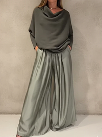 Georgina™ Elegant Off-Shoulder Set | Modern Sophistication with an Impeccable Drape - Green