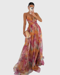 Giselle™ | Women Floral Maxi Dress - Orange