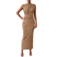 Melody™| Elegant Bodycon Dress with Back Slit for Cocktail Parties - Dark Khaki