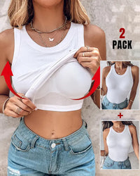DASHA™ | Comfort Built-In Bra Tank Top (Pack of 2) - White + White