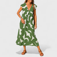 Valery™ | Flowing V-Neck Dress - Green