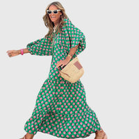 Sarah™ | Women Boho Maxi Dress - Green-Pink