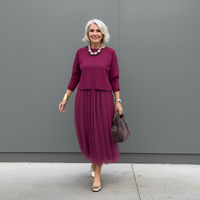 Emmie™ Elegant Two-Piece Set | Effortless Knit Layered Dress Set - Fuchsia Pink