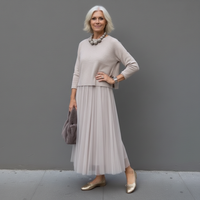 Emmie™ Elegant Two-Piece Set | Effortless Knit Layered Dress Set - Grey