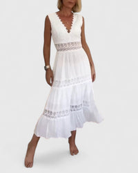 Alena | Elegant Midi Dress - White