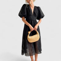Elanqi | Elegant Midi Dress - Black
