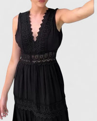 Alena | Elegant Midi Dress - Black