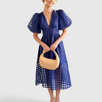 Elanqi | Elegant Midi Dress - Navy blue