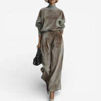 Evangeline™ Contemporary Set | Modern Relaxed Two Piece Set - Light Brown