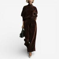 Evangeline™ Contemporary Set | Modern Relaxed Two Piece Set - Brown