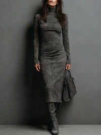 Mildred™ | Elegant Suede Women Maxi Dress - Dark Grey
