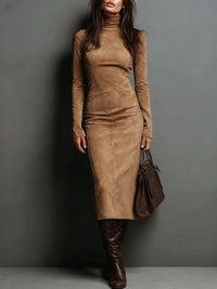 Mildred™ | Elegant Suede Women Maxi Dress - Khaki