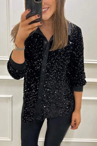 CIARA™ - Shimmer Sequin Shirt - Black
