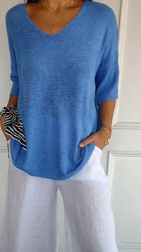 LAUREN™ | Women Casual V-Neck Top - Blue