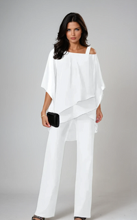 Mariella™ Two-Piece Layered Set | Relaxed Elegant Co-Ord Set - White