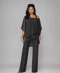 Mariella™ Two-Piece Layered Set | Relaxed Elegant Co-Ord Set - Black