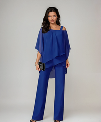 Mariella™ Two-Piece Layered Set | Relaxed Elegant Co-Ord Set - Blue